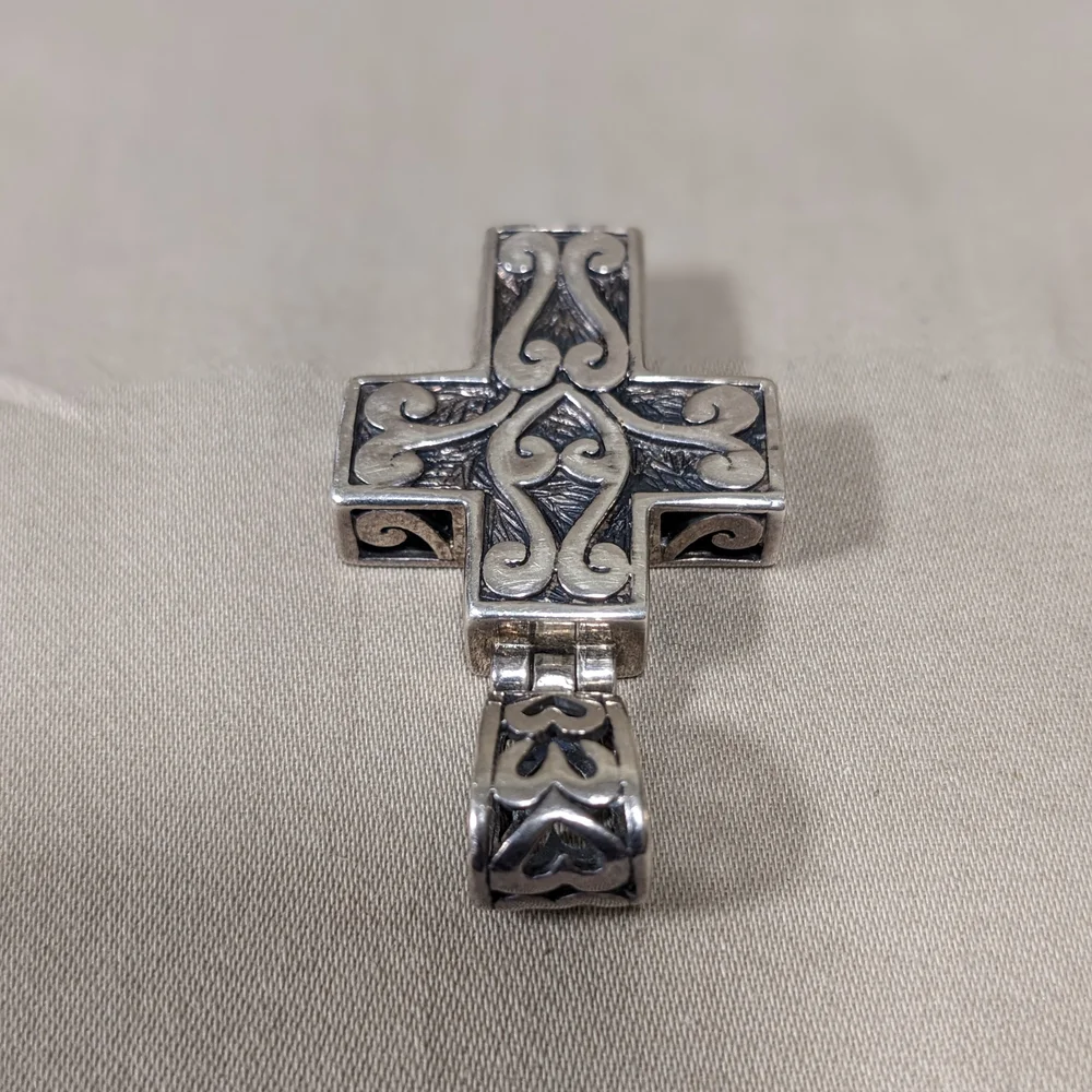 Vintage Sterling Silver Christian Cross Reversible Two-sided Open Work Design